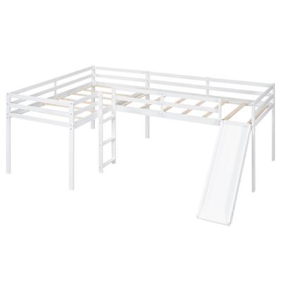 Streamdale L-Shaped Twin Size Loft Bed With Ladder And Slide