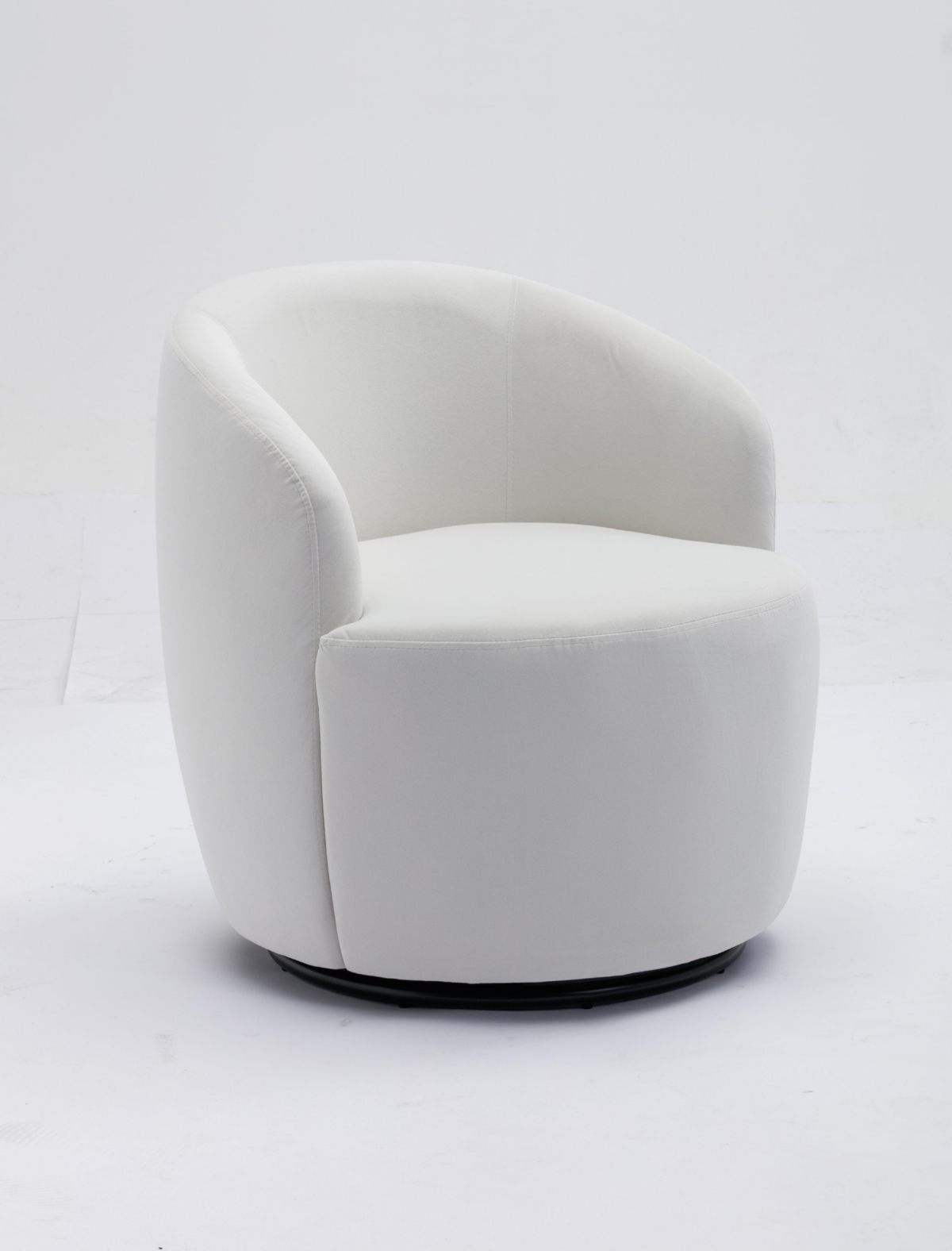 Streamdale Furniture Velvet Fabric Swivel Accent Armchair Barrel Chair With Powder Coating Metal Ring