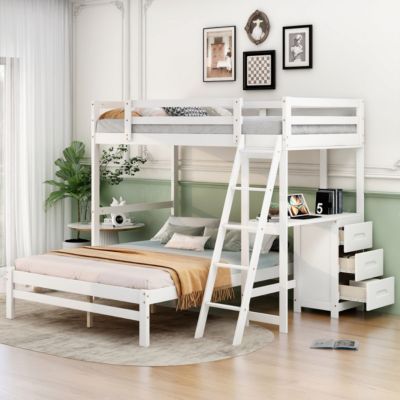 Streamdale Twin Over Full Bunk Bed With Built-In Desk And Three Drawers