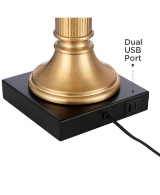 Wynne Traditional Table Lamp 30" Tall Warm Gold with USB Charging Port Black Drum Shade for Bedroom Living Room Bedside Nightstand