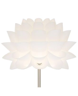 Modern Floor Lamp 63" Tall Brushed Steel White Orb Petal Flower Shade Dimmable for Living Room Reading Bedroom Office