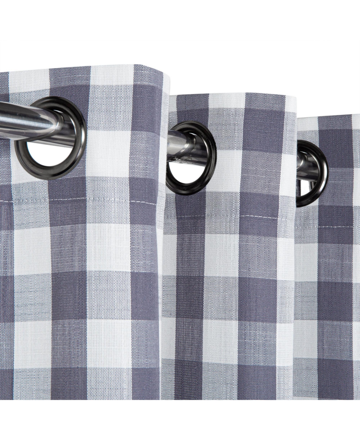 Buffalo Check Textured Grommet Window Curtain Panels Set, 37" x 95" - Grey and white