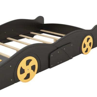 Full Size Race Car-Shaped Platform Bed With Wheels And Storage