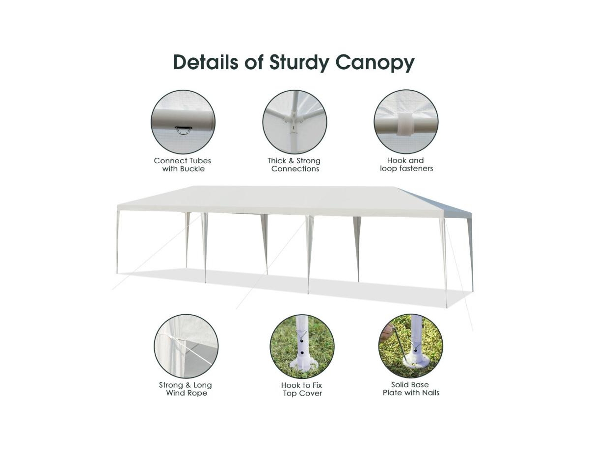 Slickblue x 30 Feet Gazebo Canopy Tent with Connection Stakes and Wind Ropes