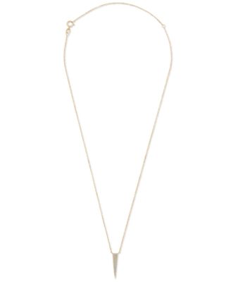 Diamond Pav&eacute; Spike Pendant Necklace (1/10 ct. t.w.) in 10k Yellow or White Gold, 15" + 2" extender, Created for Macy's