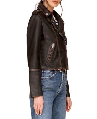 Women's Asymmetric Leather Moto Jacket