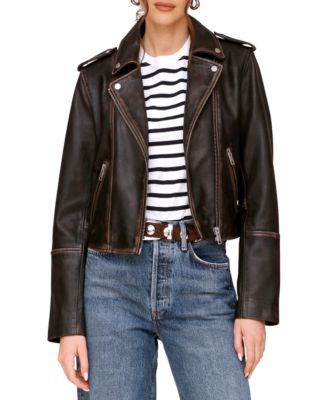 Women's Asymmetric Leather Moto Jacket