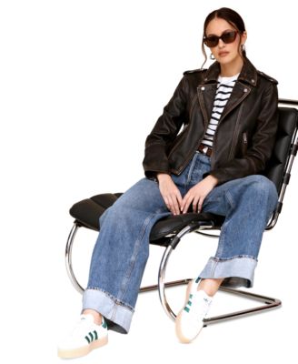 Women's Asymmetric Leather Moto Jacket