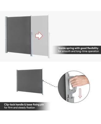119x71 In Outdoor Retractable Side Awning Folding Privacy Screen Divider Garden