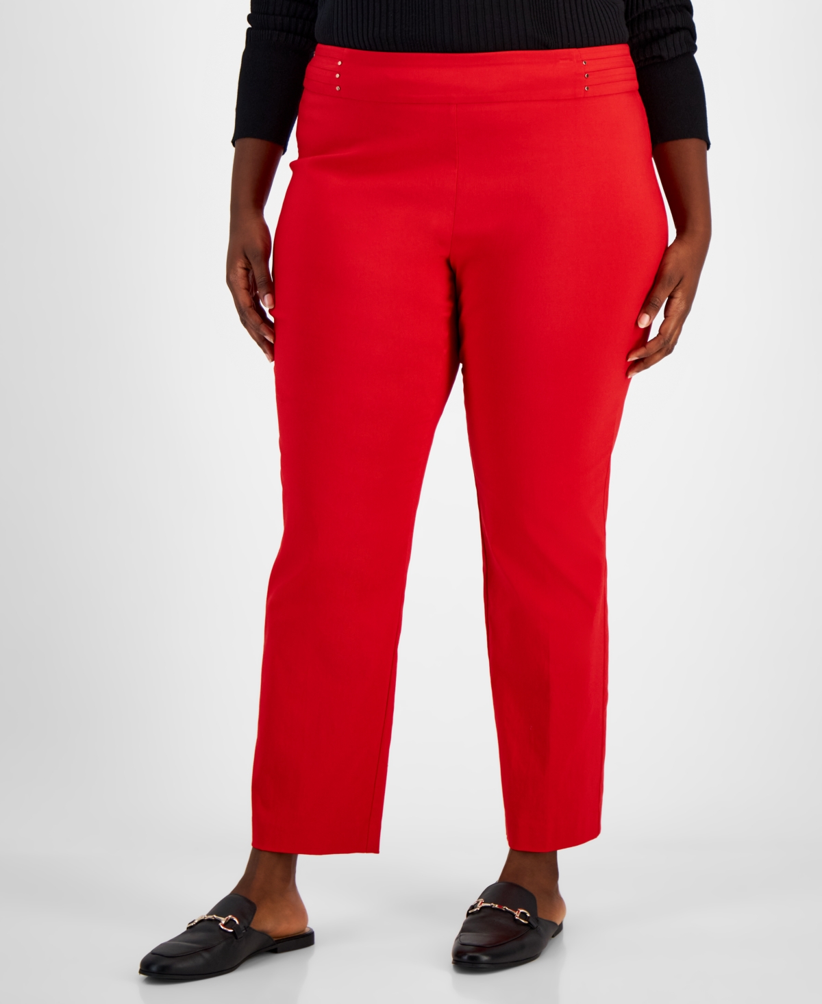 JM COLLECTION PLUS & PETITE PLUS SIZE TUMMY CONTROL PULL-ON SLIM-LEG PANTS, EXCLUSIVELY AT MACY'S 