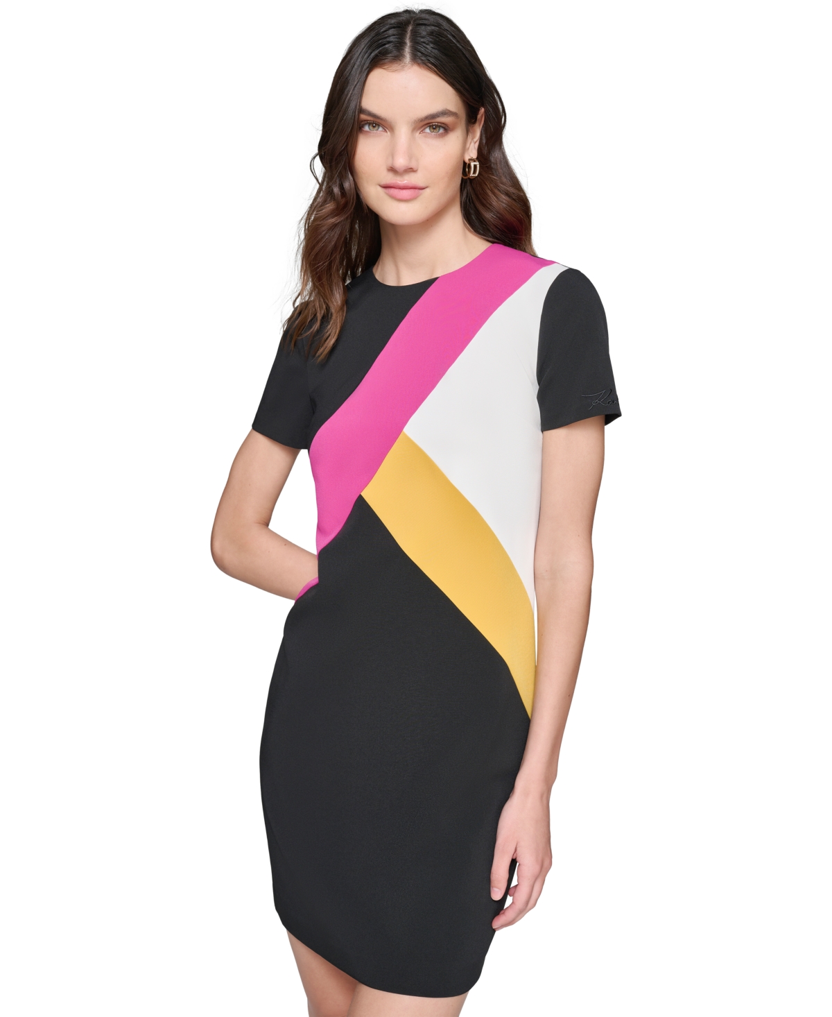 Karl Lagerfeld Paris Women's Petite Colorblocked Sheath Dress