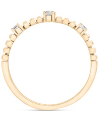 Diamond Beaded Narrow Stack Band (1/10 ct. t.w.) in 10k Gold or 10k White Gold, Created for Macy's