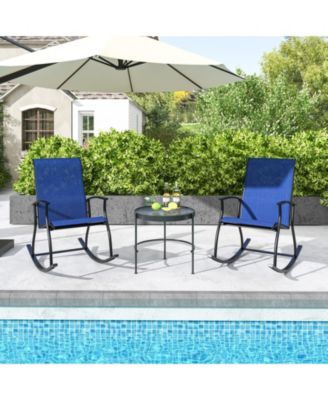 2 Pieces Outdoor Rocking Chairs with Breathable Backrest
