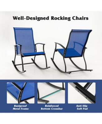 2 Pieces Outdoor Rocking Chairs with Breathable Backrest