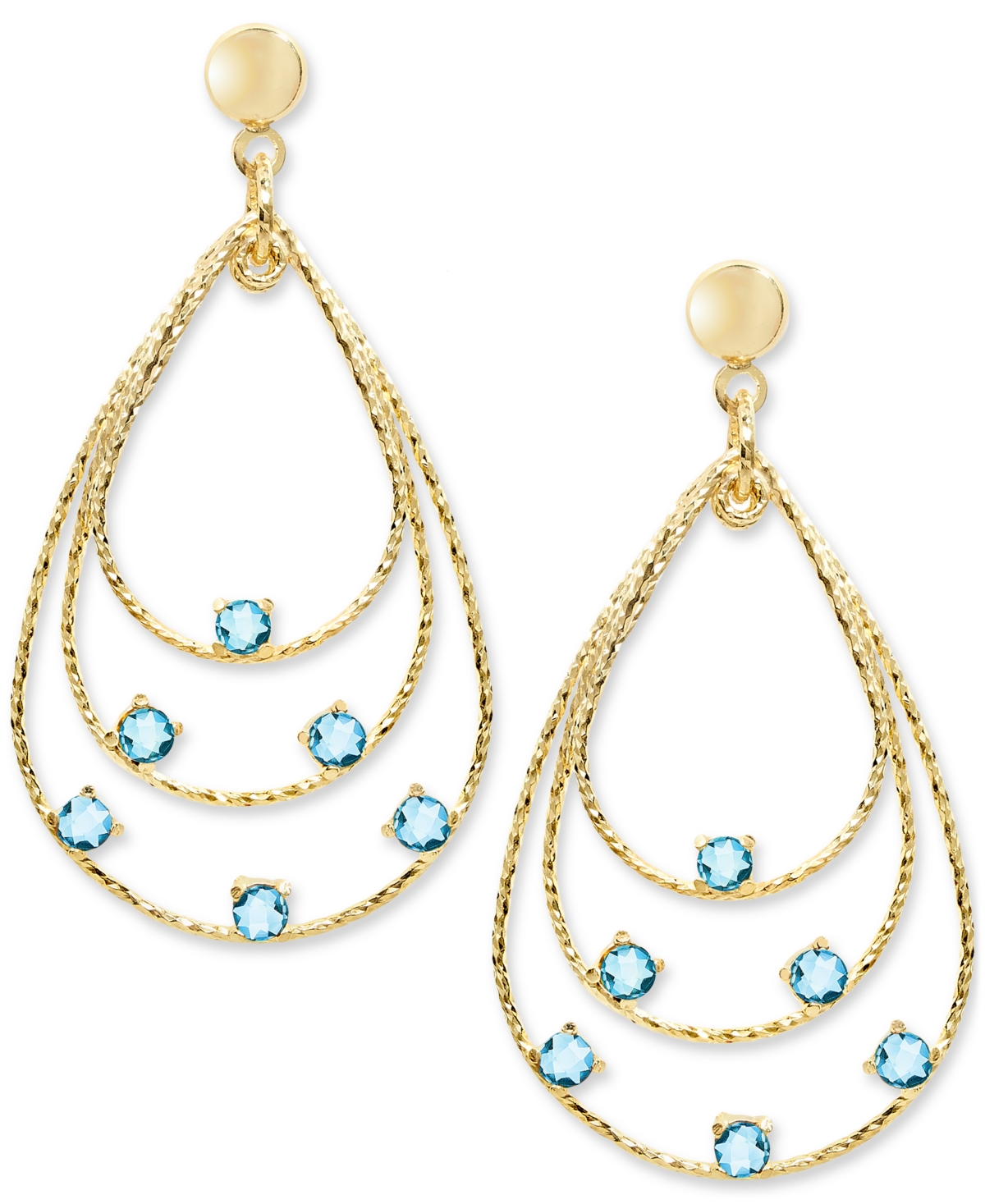Rhodolite Garnet Triple Teardrop Drop Earrings (1-3/4 ct. t.w.) in 14k Gold over Sterling Silver (Also available in Citrine & - Blue Topaz