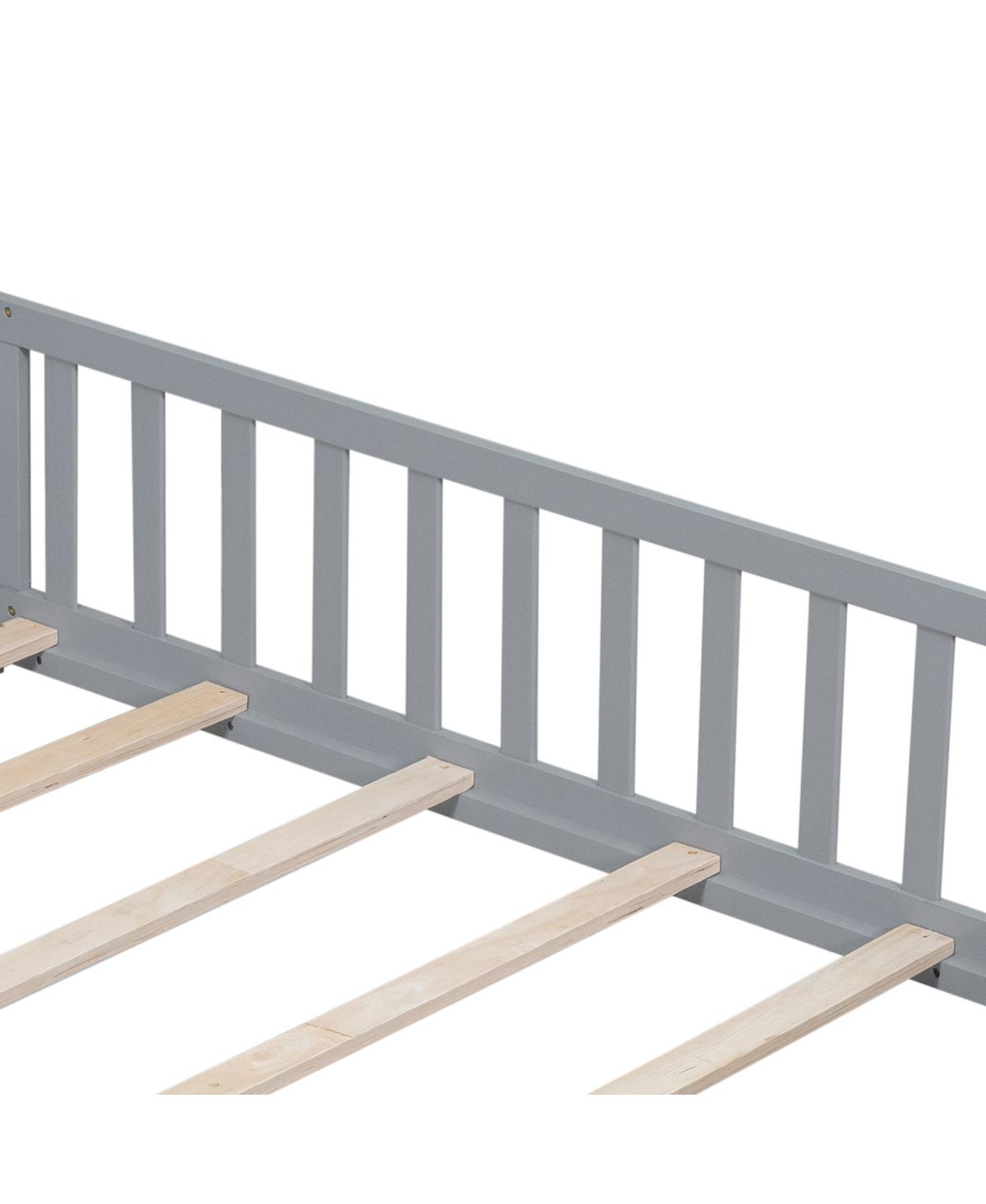 Simplie Fun Montessori Floor Bed for Toddlers: Grey Wood