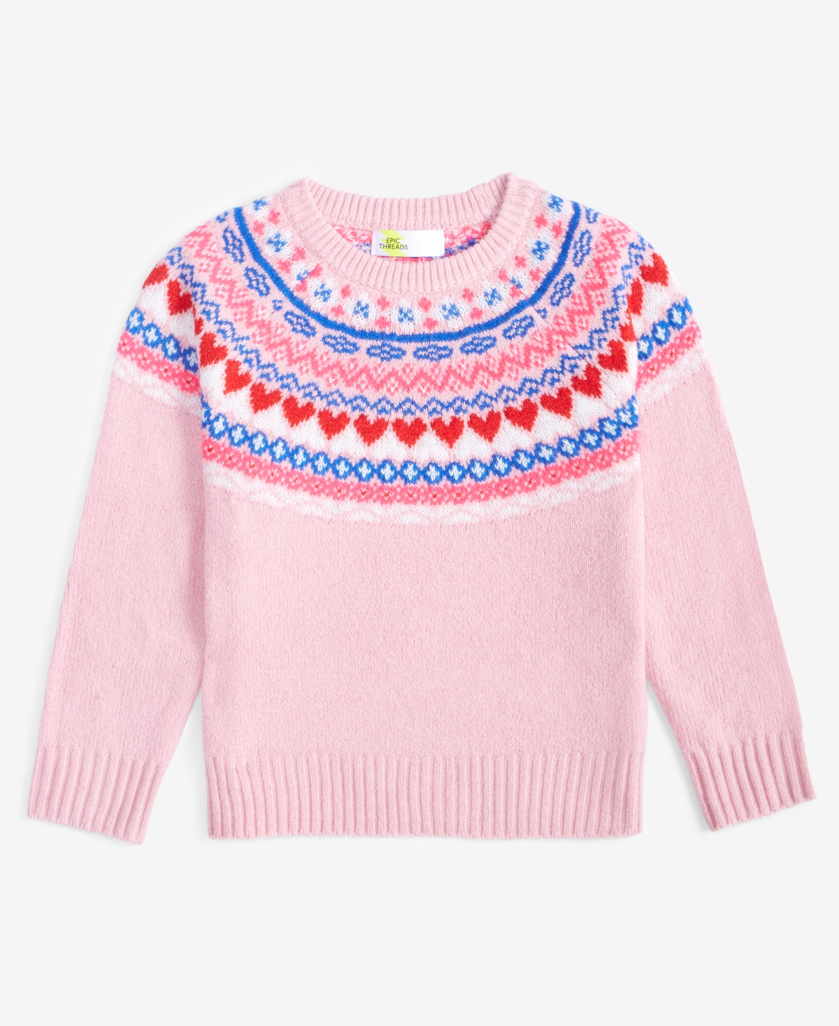 EPIC THREADS TODDLER GIRLS FAIR ISLE CREWNECK SWEATER, CREATED FOR MACY'S 