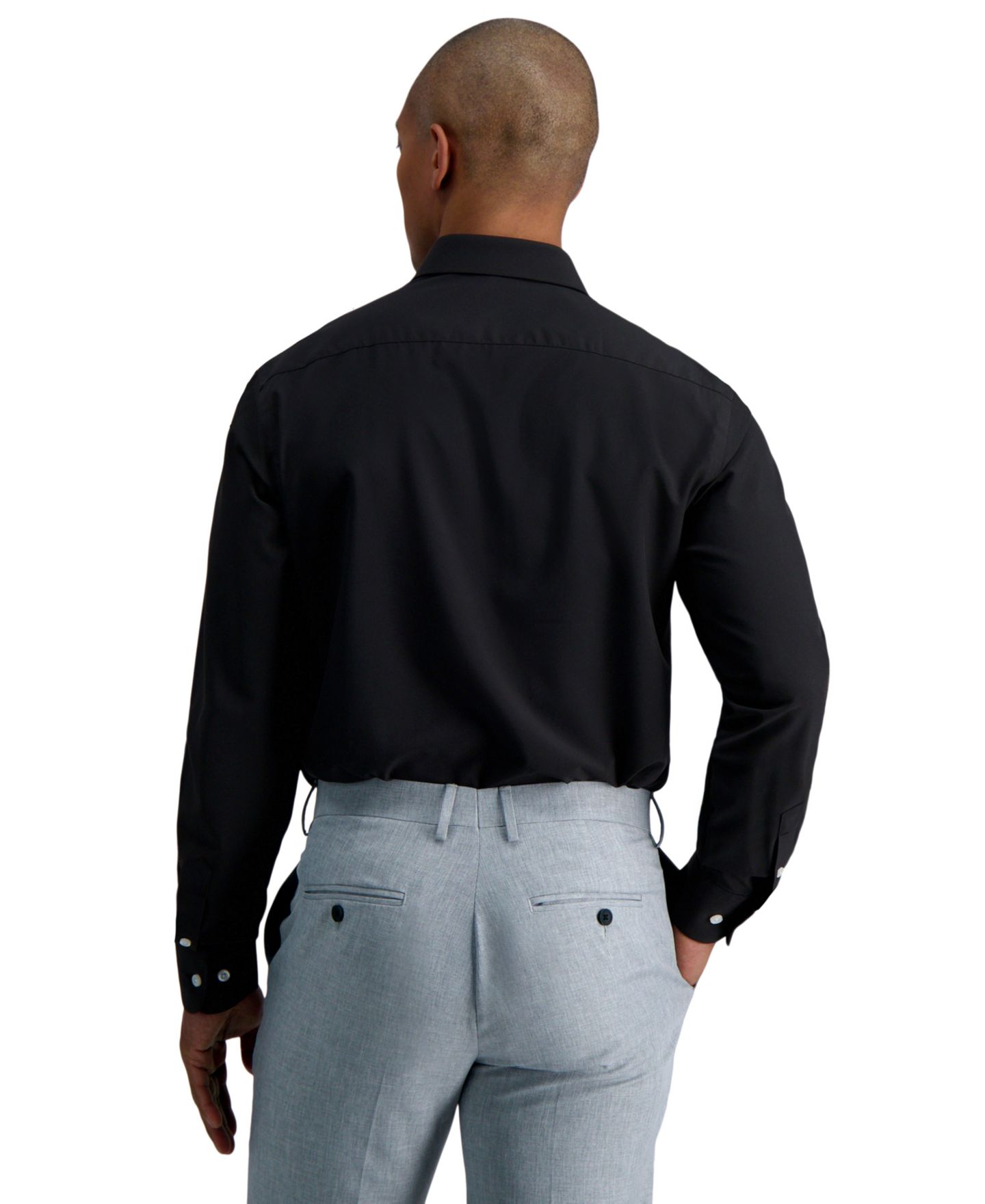 Мужская рубашка Haggar Smart Wash® Slim Fit Dress Shirt, цвет: Чёрный однотонный — фото 2