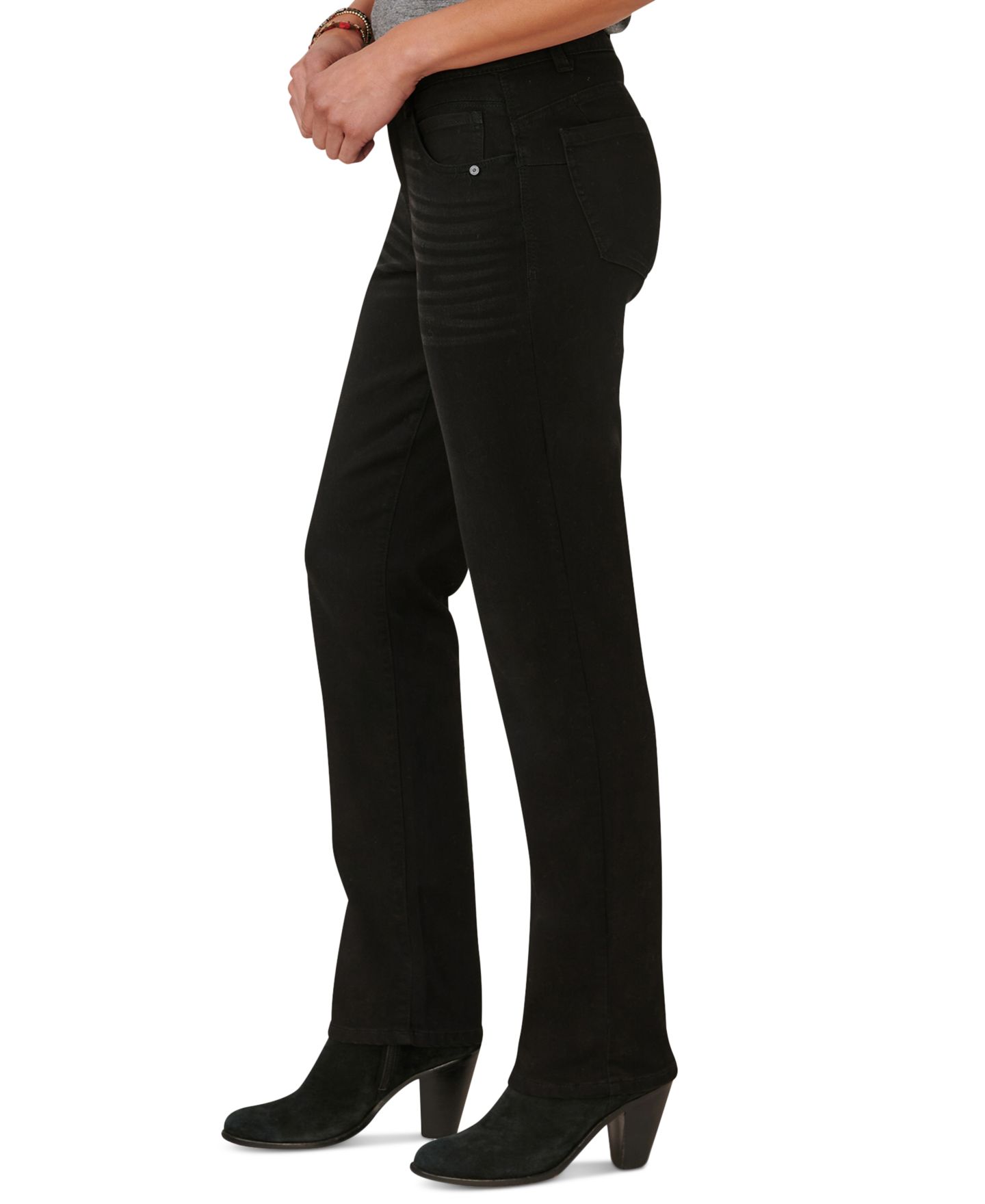 Женские джинсы Democracy Petite "Ab"solution Mid-Rise Straight-Leg, цвет: Чёрный — фото 3