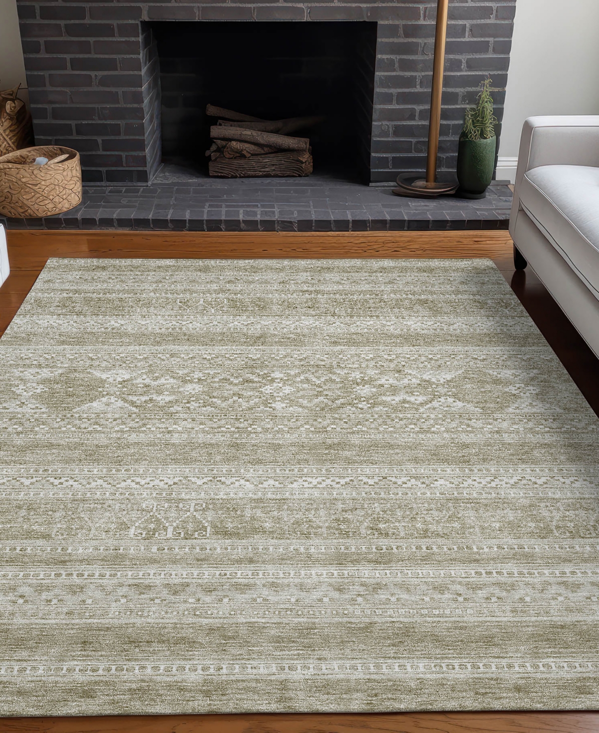 Addison Chantille Acn668 9'x12' Area Rug In Khaki