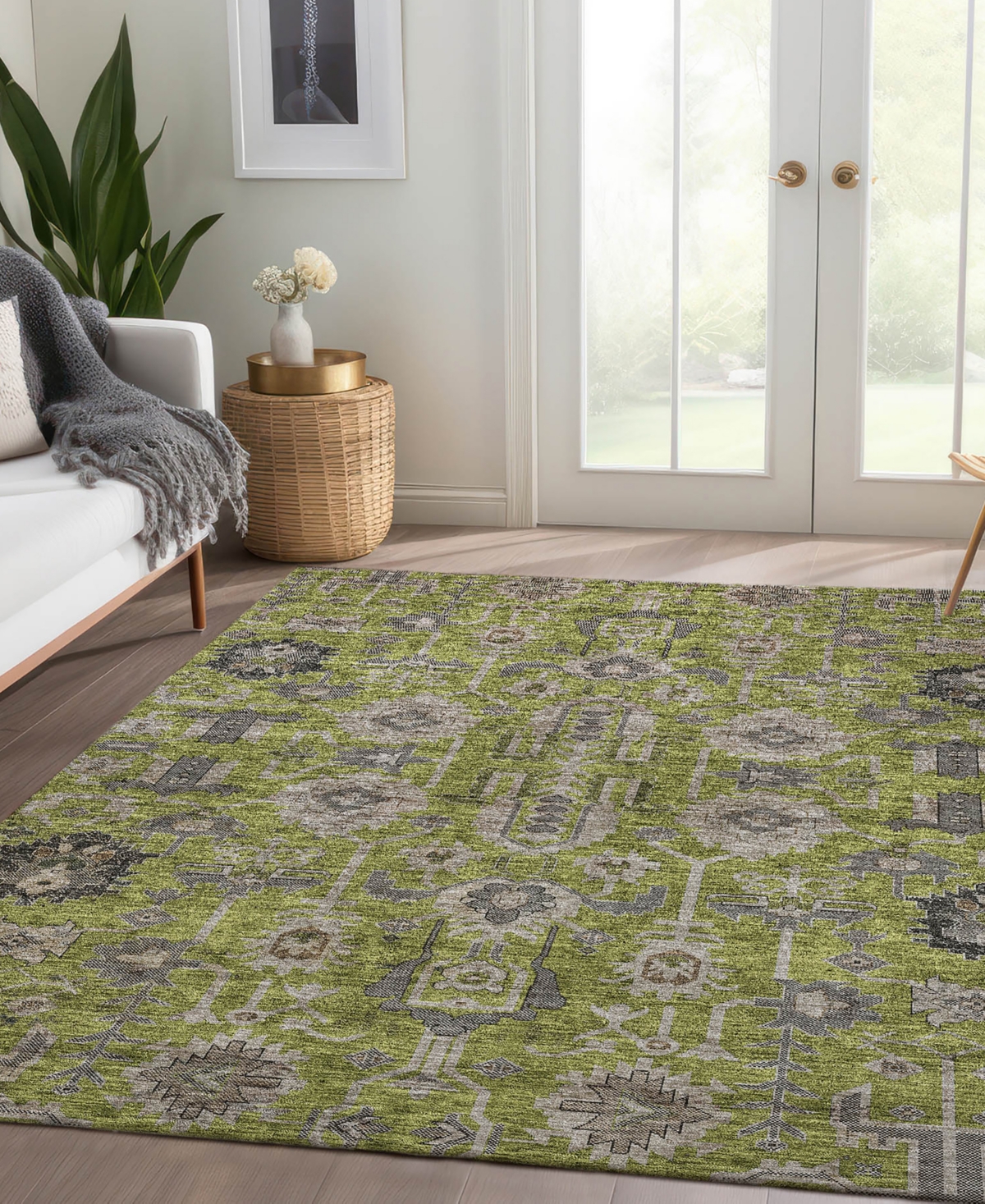 Addison Chantille Acn697 5'x7'6" Area Rug In Olive