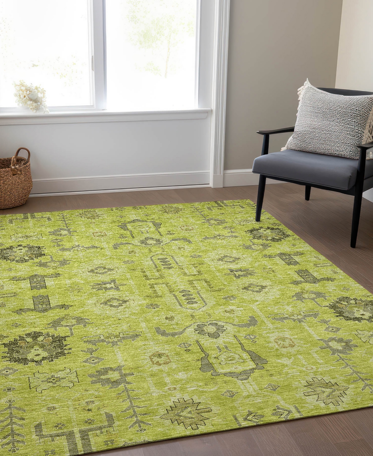 Addison Chantille Machine Washable Acn697 3'x5' Area Rug In Moss