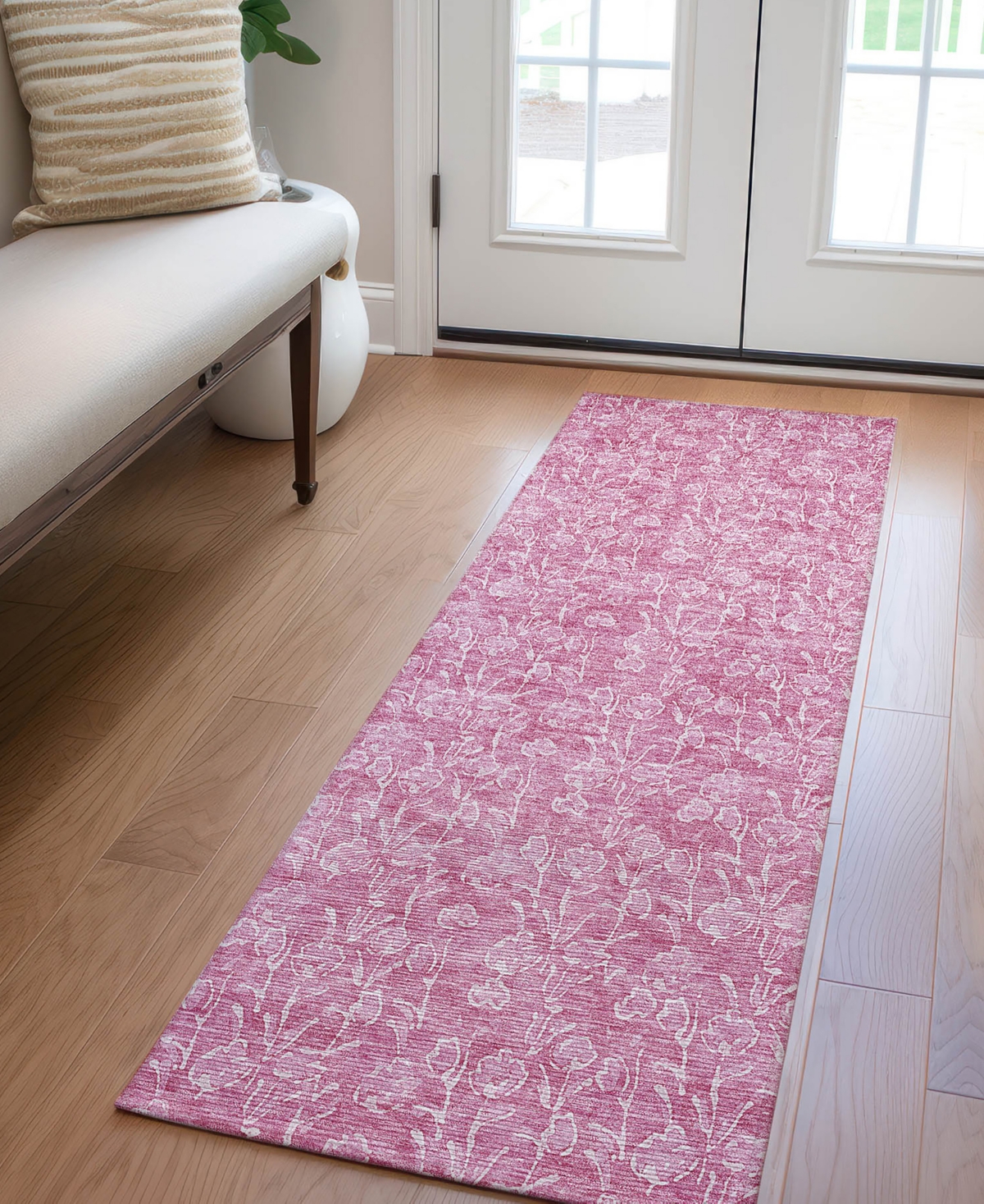 Addison Chantille Acn691 2'3"x7'6" Runner Area Rug In Rose