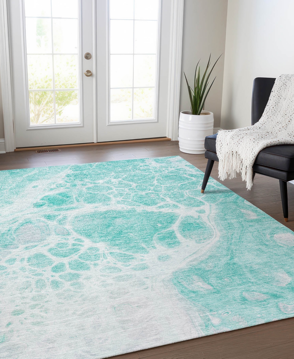 Addison Chantille Machine Washable Acn682 8'x10' Area Rug In Aqua