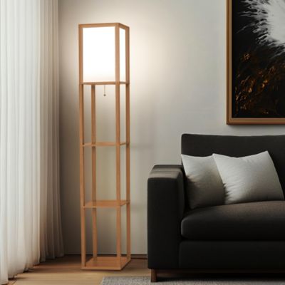 Maxwell 63" LED Shelf Column Floor Lamp with Lantern Shade