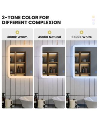 LED Wall-mounted Bathroom Rounded Arc Corner Mirror with Touch