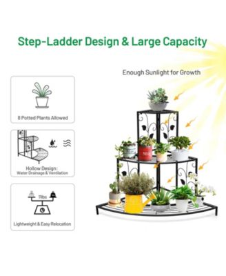 3 Tier Floral Corner Metal Plant Pot Rack