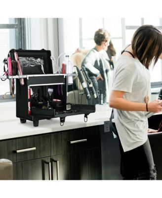 PVC Hair Makeup Train Case Baber Salon Clipper Trimmer Tool Appliance Box Black