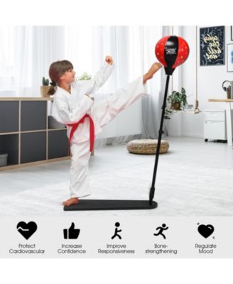 Kids Punching Bag with Adjustable Stand and Boxing Gloves
