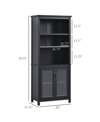 71" Freesding Bookshelf Storage Cabinet Hutch w/ Glass Doors,