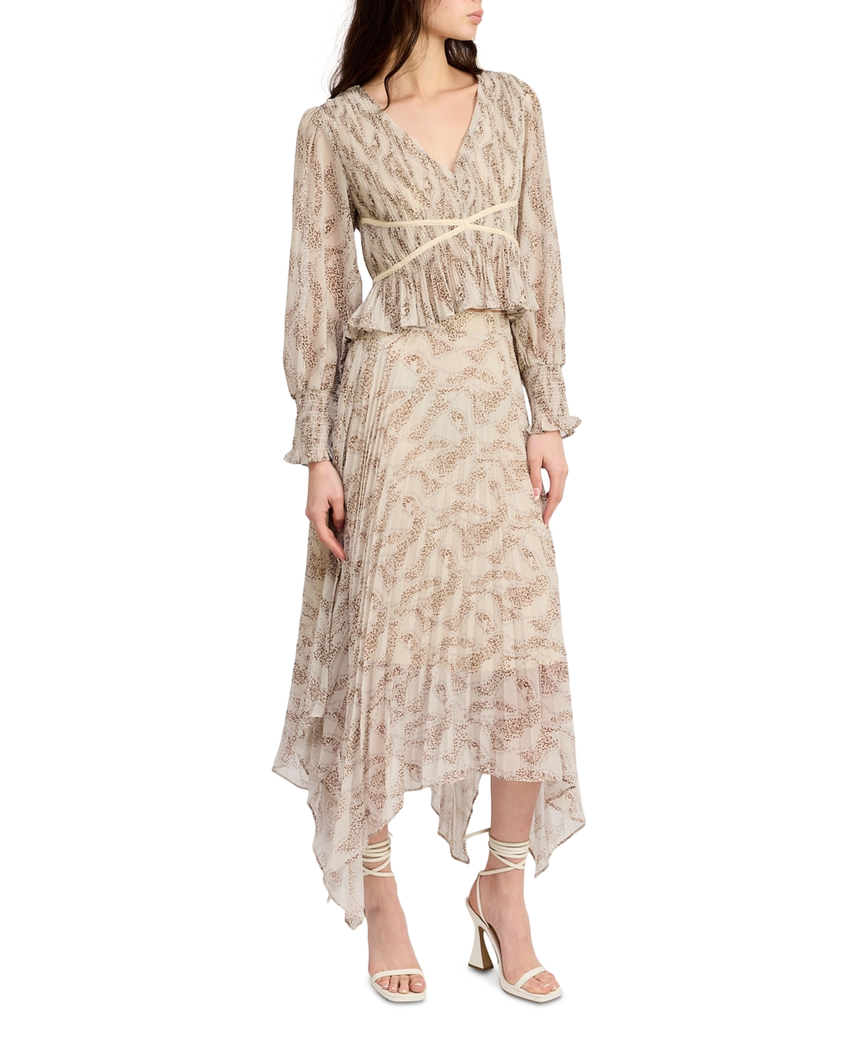 En Saison Women's Ever Pleated Chiffon Midi Skirt