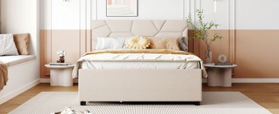 Streamdale Platform Bed with Brick Headboard and Twin Trundle