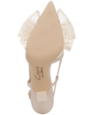 Tess Pointed-Toe Slingback Bow Pumps