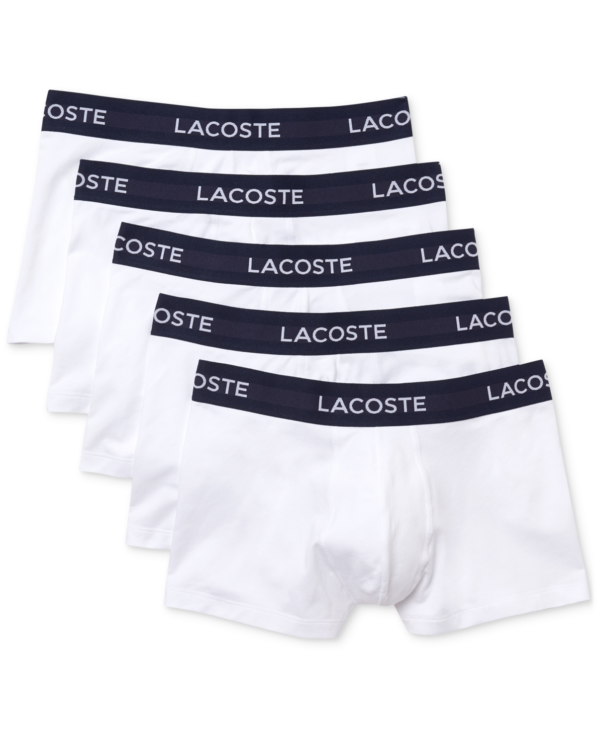 Lacoste Men's 5-Pack Regular-Fit Stretch Logo Band Trunk Underwear