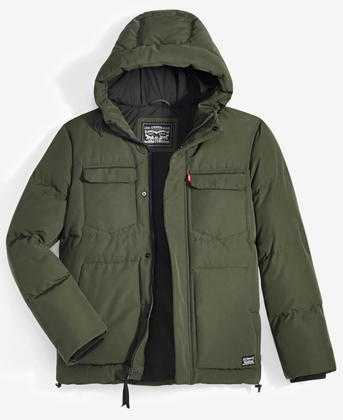 Levi s Men s Quilted Hooded Puffer Jacket Black Smart Closet