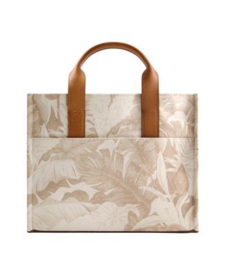 Leather Trim Medium Floral Tote