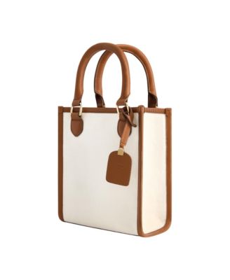 Solid Canvas North South Tote with Leather Trim