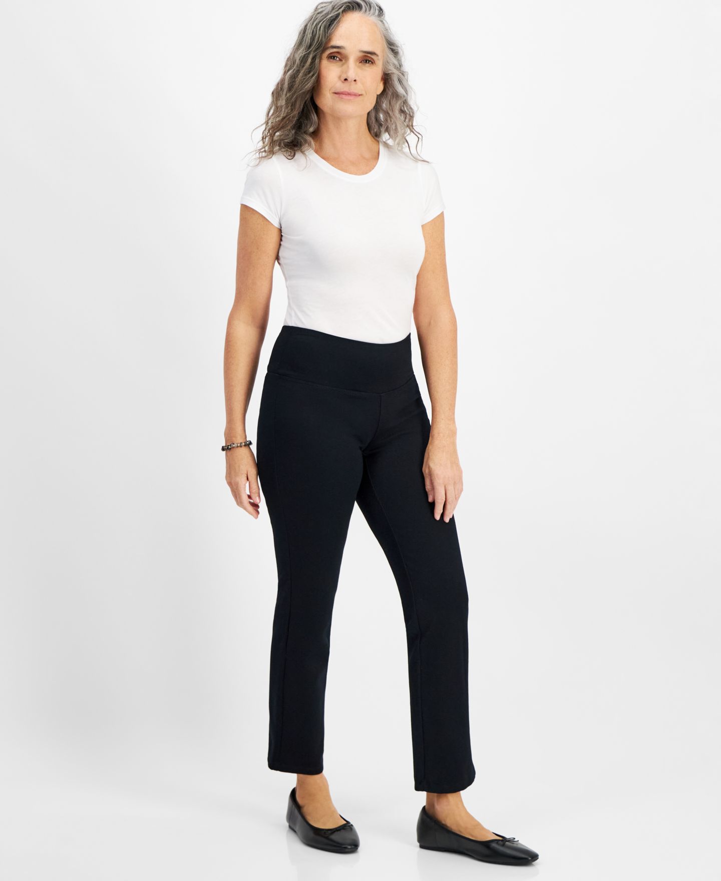 Женские брюки Style & Co Straight-Leg Ponte-Knit, цвет: Глубокий чёрный, вариант 1 — фото 1