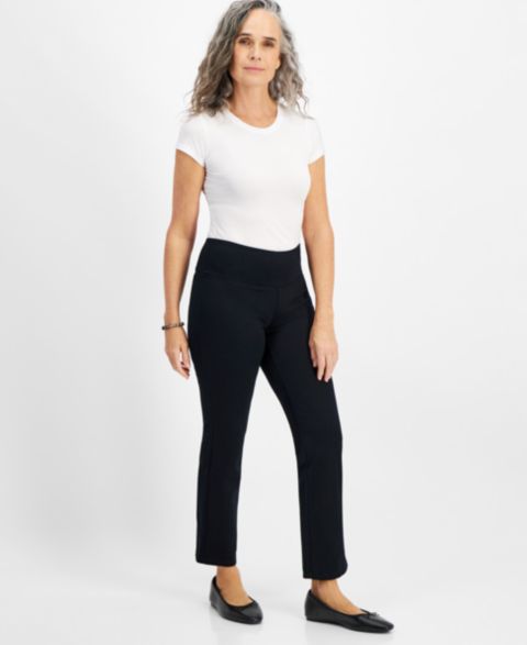 Женские брюки Style & Co Straight-Leg Ponte-Knit, цвет: Глубокий чёрный