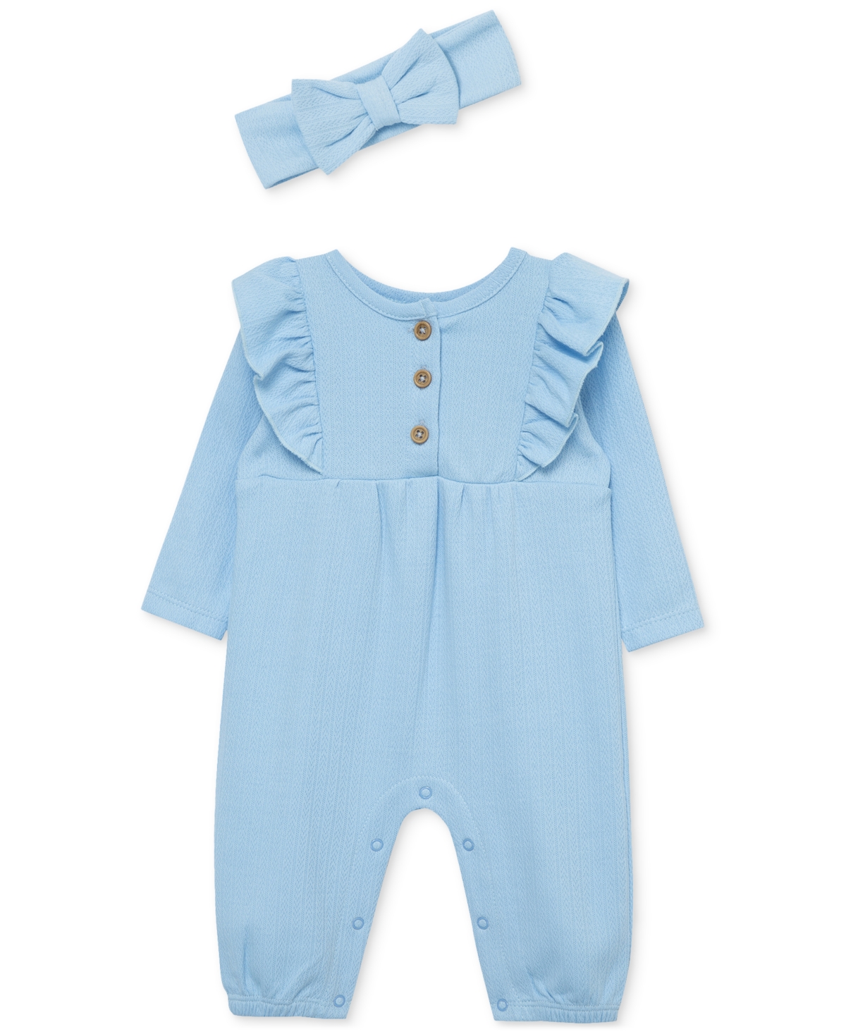 Little Me Baby Girls 2-Pc. Pointelle Coveralls & Headband Set
