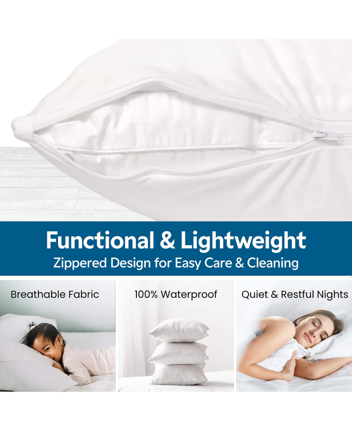 Guardmax Waterproof Zippered Pillow Protector - Size - 12 Pack