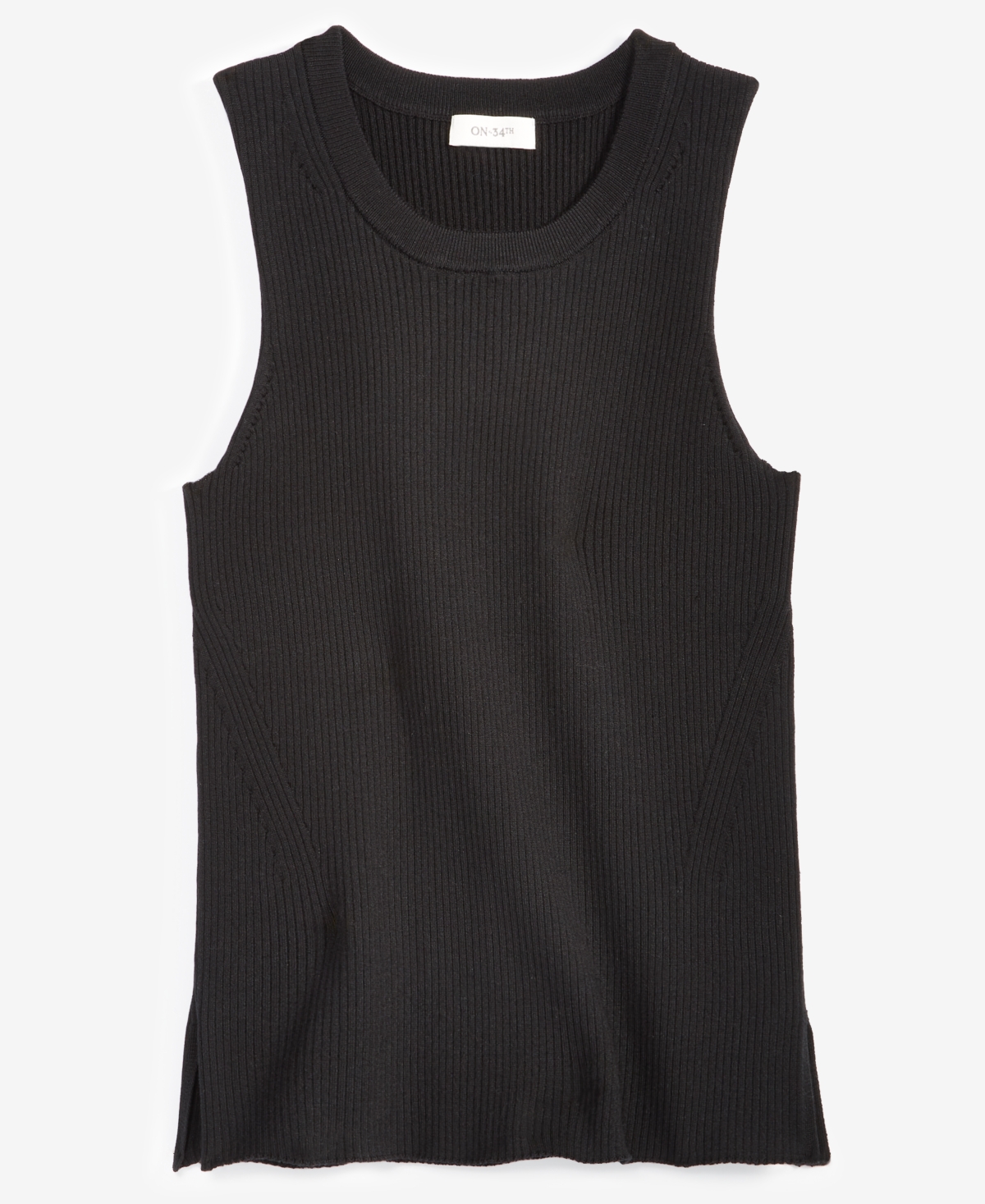 On 34th Women's Ribbed Crewneck Sweater Tank, Created For Macy's In Deep Black