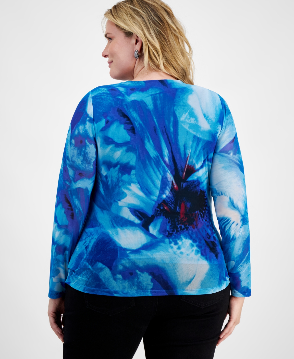 I.n.c. International Concepts Plus Size Cutout Mesh Top, Created for Macy's