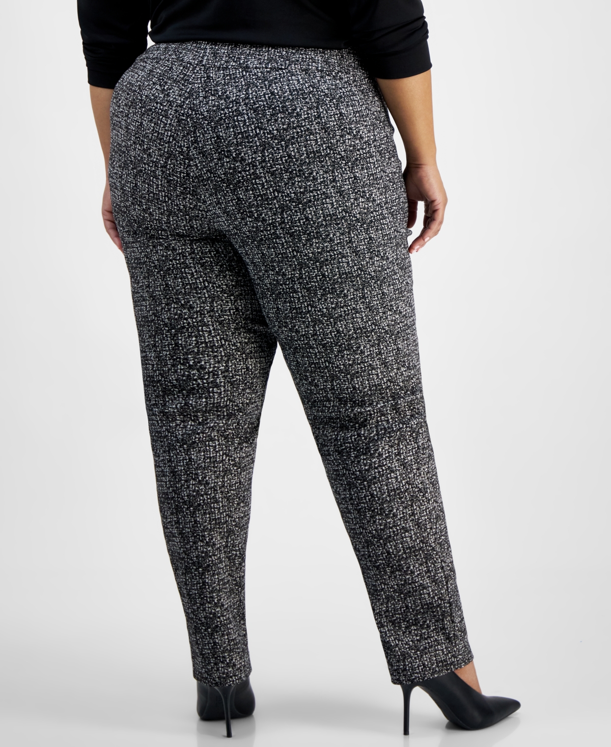 I.n.c. International Concepts Plus Size Mid-Rise Jacquard Skinny Pants, Created for Macy's