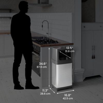 Stainless Steel Dual Side Entry Trash Can with AbsorbX Odor Filter and Wheels, Silver