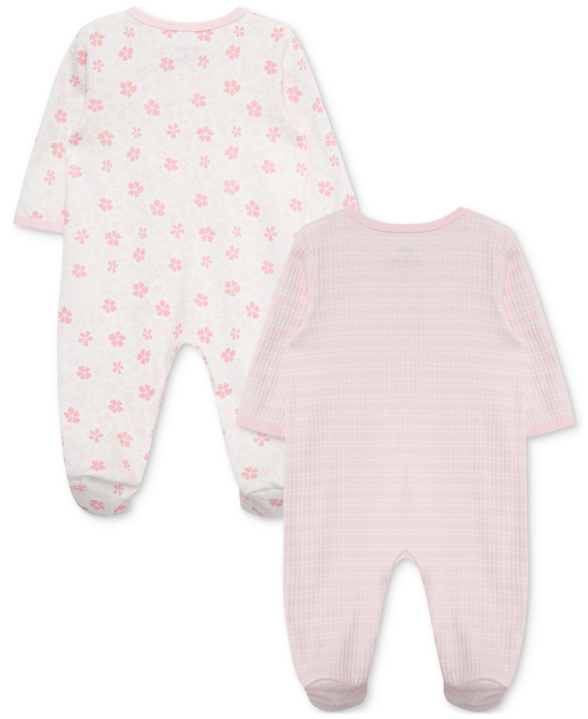 Little Me Baby Girls Petals Cotton Footed Coveralls, 2 Piece Set
